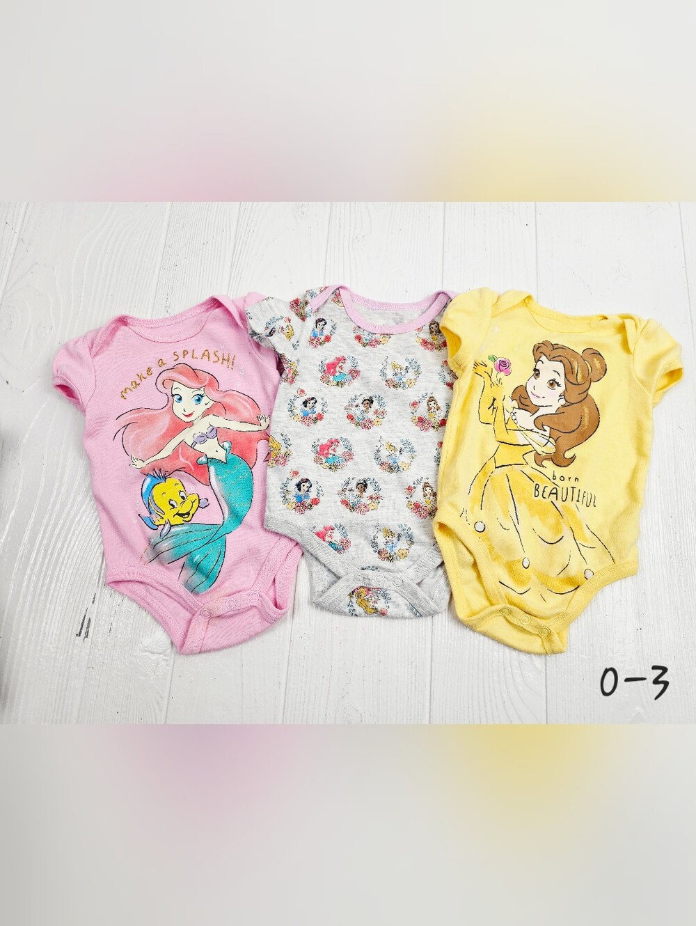 Disney Princess 0-3 Month Bodysuits